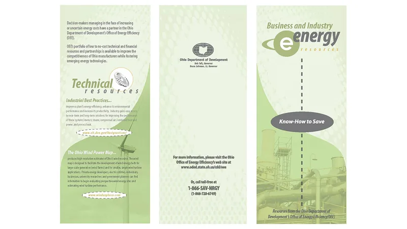 A renewable energy brochure with several printed panels
