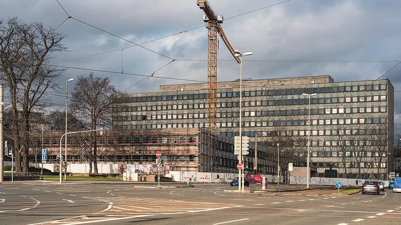 Construction site with a crane and building frame