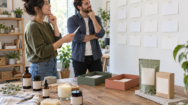 Small shop team testing name readability, recall, and future product fit